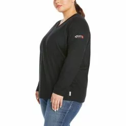 Ariat® Ladies Fire Resistant AC Black Crew Shirt 10025382 2 Ariat® Ladies Fire Resistant AC Black Crew Shirt 10025382 -Wildwest Store 10025382 front plus