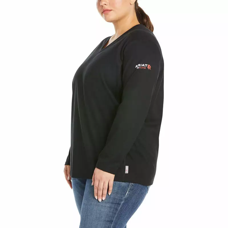 Ariat® Ladies Fire Resistant AC Black Crew Shirt 10025382 Ariat® Ladies Fire Resistant AC Black Crew Shirt 10025382 -Wildwest Store 10025382 front plus