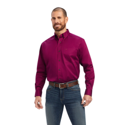 Ariat® Men's Solid Twill Magenta Purple Button Down Shirt 10042078 -Wildwest Store 10028729a