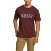 Ariat Men's Rebar Cottonstrong Block Logo Burgundy Shirt 10030289