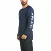 Ariat® Men's Rebar Heat Fighter Long Sleeves Navy T-Shirt 10031032
