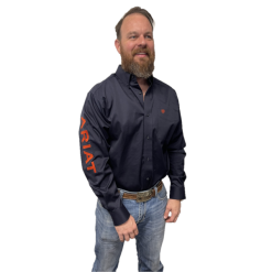 Ariat® Men's Team Logo Service Navy Twill Long Sleeve Shirt 10037392