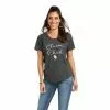 Ariat® Ladies Charcoal Farm Chick Short Sleeve T-Shirt 10037791 -Wildwest Store 10037791 front