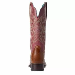 Ariat Ladies Primera Dark Tan & Pomegranate StretchFit Boots 10038461 -Wildwest Store 10038461 heel