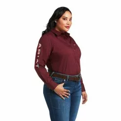 Ariat Ladies Team Kirby Zinfandel Long Sleeve Shirt 10039458 -Wildwest Store 10039458 front plus