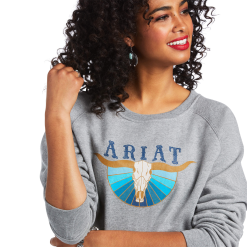 Ariat® Ladies REAL Pacific Steerhead Heather Grey Sweatshirt 10039792 -Wildwest Store 10039792 3