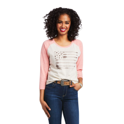 Ariat® Ladies Arrow Raglan 3/4 Shirt Oatmeal Heather Shirt 10039824