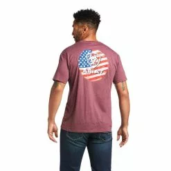Ariat® Men's Short Sleeve Burgundy Graphic Flag Circle Tee 10039928