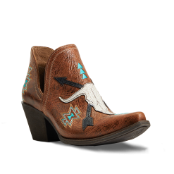 Ariat Ladies Encore Southwestern Cognac Snip Toe Booties 10040376