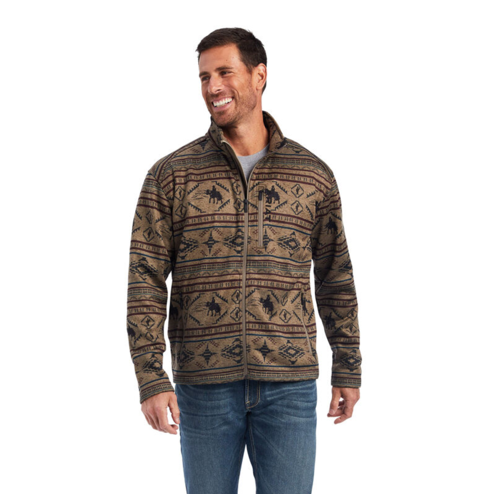 Ariat® Men's Caldwell Brindle-Wood Brown Full Zip Jacket 10041525 Ariat® Men's Caldwell Brindle-Wood Brown Full Zip Jacket 10041525 -Wildwest Store 10041525a