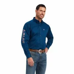 Ariat Men's Poseidon Blue Team Logo Button Down Shirt 10041529