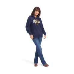 Ariat® Ladies R.E.A.L Shield Logo Navy Pullover Hoodie 10041679 -Wildwest Store 10041679c