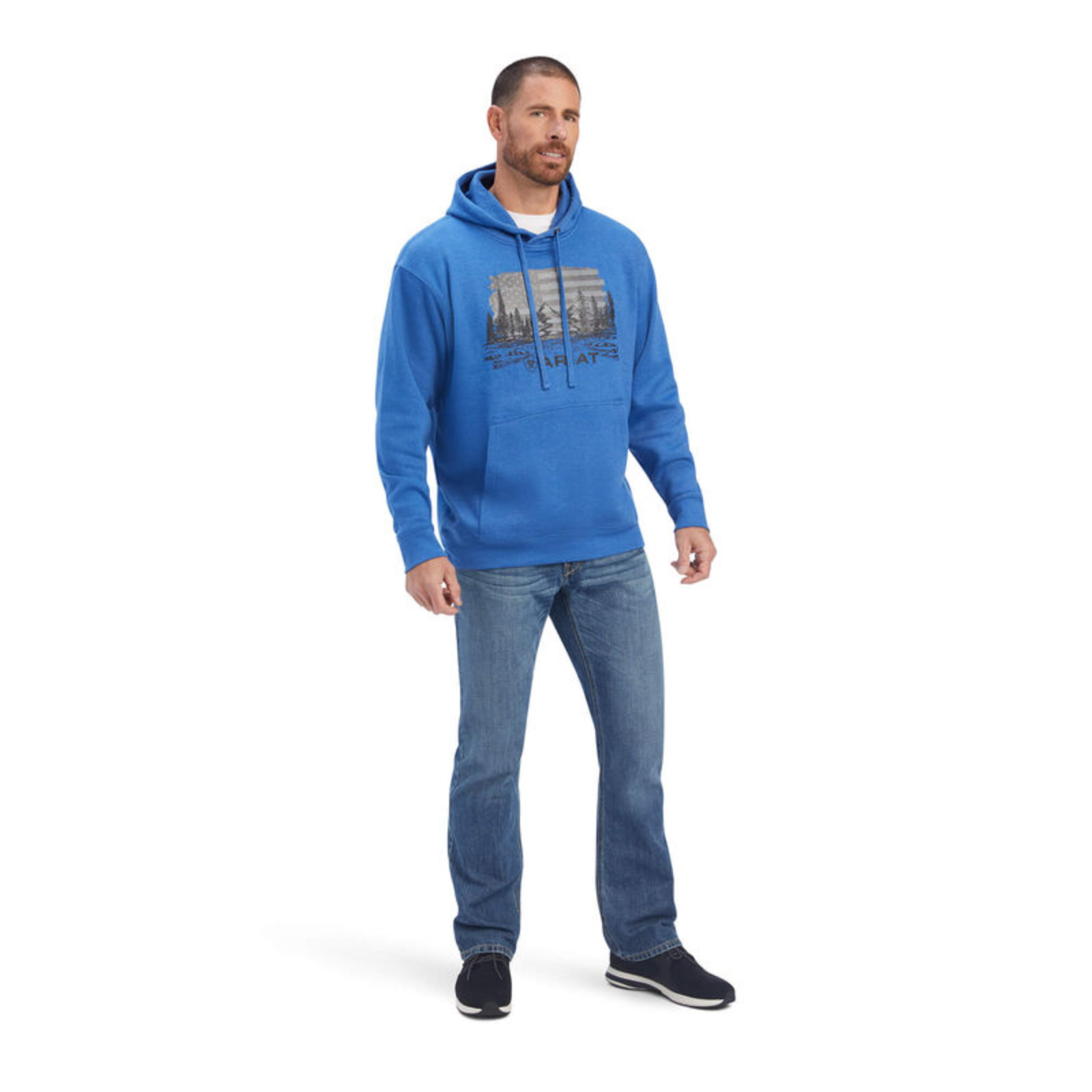 Ariat® Men's Land Of The Free Classic Blue Heather Pullover Hoodie 10041718 Ariat® Men's Land Of The Free Classic Blue Heather Pullover Hoodie 10041718 -Wildwest Store 10041718e