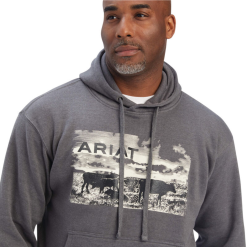 Ariat® Men's Pastures Charcoal Heather Pullover Hoodie 10041728 -Wildwest Store 10041728a
