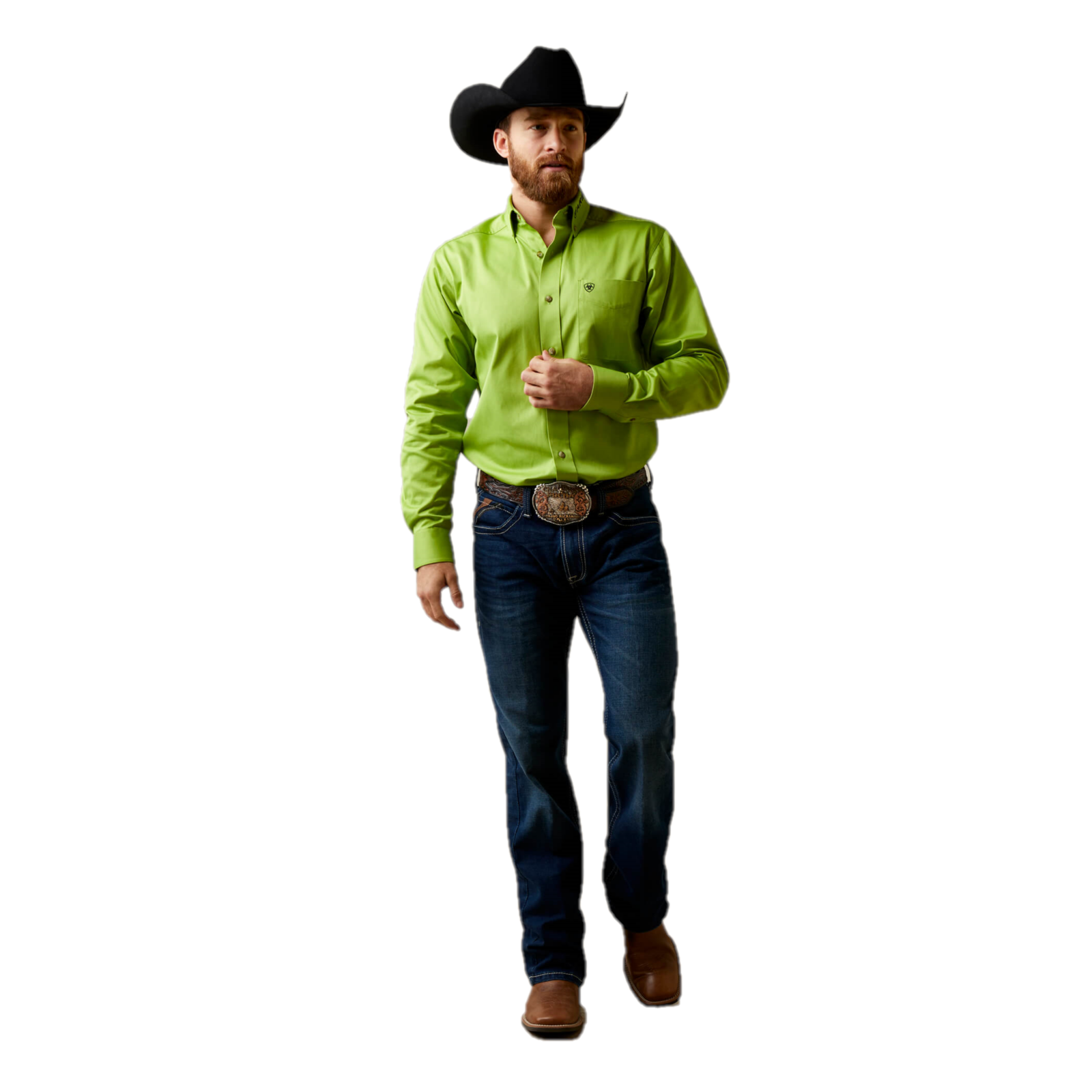 Ariat® Men's Team Logo Fitted Macaw Green Button Down Shirt 10042169 Ariat® Men's Team Logo Fitted Macaw Green Button Down Shirt 10042169 -Wildwest Store 10042169c