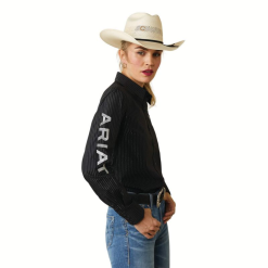 Ariat® Ladies Team Kirby Stretch Black & Silver Lurex® Shirt 10042170 -Wildwest Store 10042170e