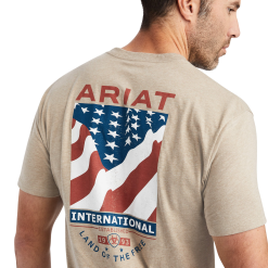 Ariat® Men's Flag Flow Oatmeal Heather Graphic T-shirt 10042756 -Wildwest Store 10042756d
