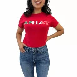 Ariat® Ladies Mexico Logo Red Graphic T-shirt 10043069