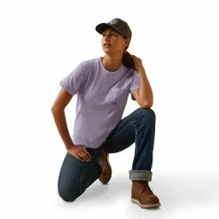 Ariat® Ladies Rebar Workman Logo Graphic Lavender T-Shirt 10043304 -Wildwest Store 10043304 full