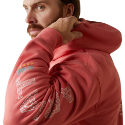 Ariat® Men's Rebar Roughneck Heather Coral Pullover Hoodie 10043363 -Wildwest Store 10043363f