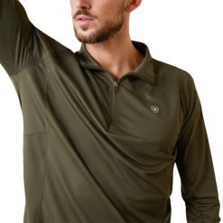 Ariat® Men's Sunstopper Beetle Green 1/4 Zip Baselayer Jacket 10043608 -Wildwest Store 10043608d