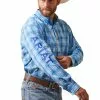 Ariat® Men's Classic Team Hogan Blue Button Down Shirt 10043872 -Wildwest Store 10043872 front
