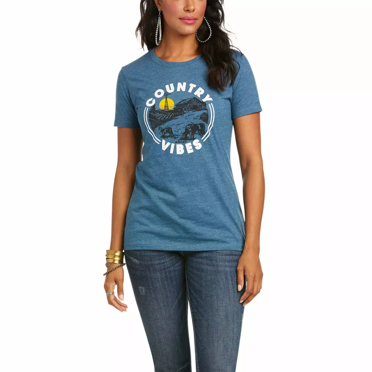 Ariat Ladies Country Vibes Steel Blue Heather Tee 10036636 Ariat Ladies Country Vibes Steel Blue Heather Tee 10036636 -Wildwest Store 1280 EPHZ8rqBuIU7