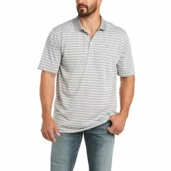 Ariat Men's Performance Melange Stripe Sharkskin Polo Shirt 10035369