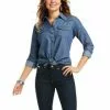 Ariat® Ladies Western Home Navy Long Sleeve Shirt 10037907