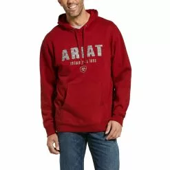 Ariat® Men's Digi Logo Brushed Fleece Red Hoodie 10033149