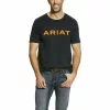 Ariat® Men's Branded Logo Navy & Orange Short Sleeve T-Shirt 10025207 -Wildwest Store 57 1102a4d1 00a3 460d 912d 1149a6c798ef