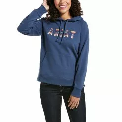 Ariat® Ladies Serape Logo Marine Blue Hoodie Sweatshirt 10032786