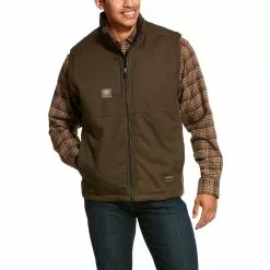 Ariat® Men's Rebar Brown Stretch Canvas Softshell Work Vest 10027871