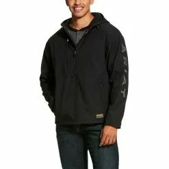 Ariat® Men's Rebar Stretch Canvas Black Softshell Work Jacket 10027824
