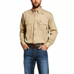 Ariat® Men's FR Flame Resistant Khaki Work Shirt 10012251