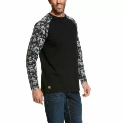 Ariat® Men's FR Work Black Digi Camo Baseball T-Shirt 10027893