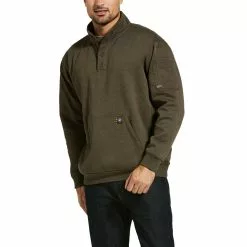 Ariat® Men's Rebar Overtime Fleece Wren Heather Brown Sweater 10032973