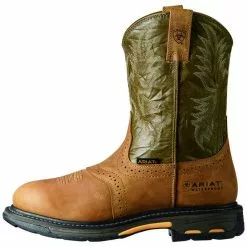 Ariat Men's WorkHog Pull-On H2O Boots Aged Bark Army Green 10008633 -Wildwest Store Ariat 2