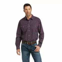 Ariat® Men's Piero Classic Long Sleeve Navy Snap Shirt 10037044