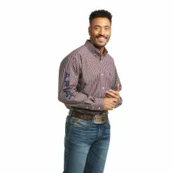 Ariat® Men's Pro Series Team Long Sleeve Red Button Up Shirt 10037063