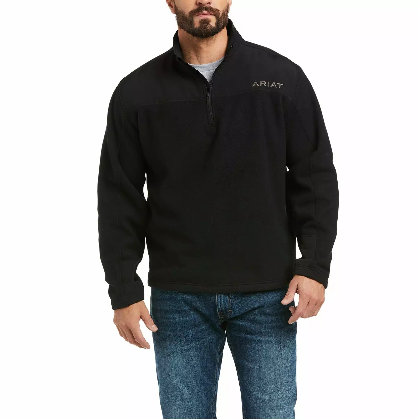 Ariat Men's Basis 2.0 Black Quarter Zip Sweatshirt 10037718 Ariat Men's Basis 2.0 Black Quarter Zip Sweatshirt 10037718 -Wildwest Store F21 MNS WEST 10037718 front