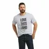 Ariat Men's Love This Land Short Sleeve Grey Heather T-Shirt 10037838