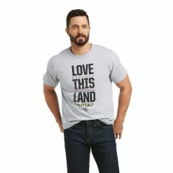 Ariat Men's Love This Land Short Sleeve Grey Heather T-Shirt 10037838