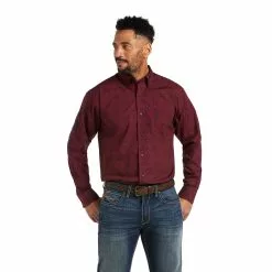 Ariat® Men's Team Wade Pomegranate Button Down Shirt 10038090