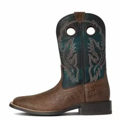 Ariat Men's Sport Buckout Deep Blue Croc Print Boots 10038501 -Wildwest Store F21 MNS WEST 10038501 side