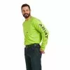 Ariat Men's Rebar Workman Logo Lime Long Sleeve Tee Shirt 10037406