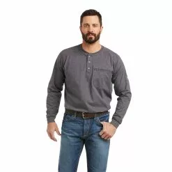 Ariat® Men's FR Air Brand Flag Charcoal Heather Graphic Shirt 10037621