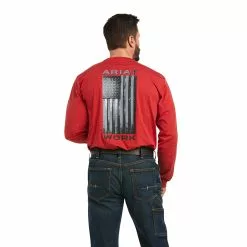 Ariat Men Rebar Workman Alloy Red Flag Graphic Tee Shirt 10037705