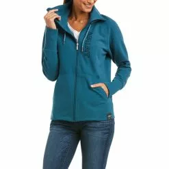 Ariat Ladies Team Logo Eurasian Teal Full Zip Sweatshirt 10037615