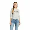 Ariat® Ladies Real Logo Long Sleeve Flourish Grey T-Shirt 10036962 -Wildwest Store F21 WMS WEST 10036962 front